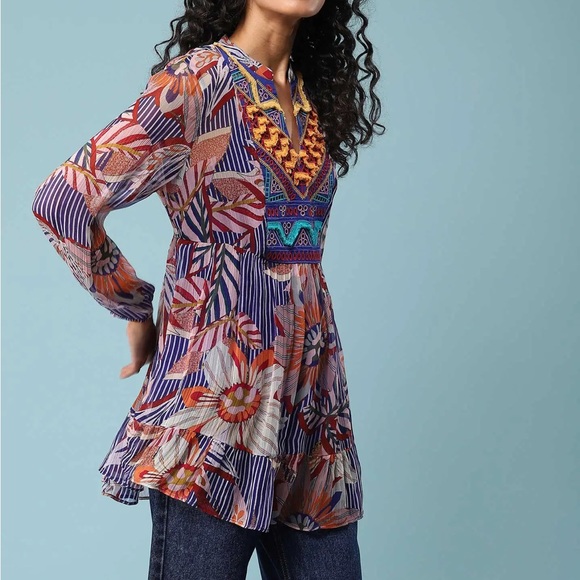 Soft Surroundings Tory Tunic Embroidered Boho Festival Top Size Medium. - Picture 2 of 7